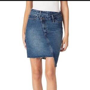 Sam Edelman The Riley Asymmetrical Raw Hem Denim Skirt - Blue 12/31 NWT